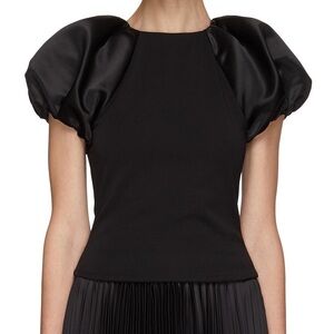 Alice Olivia Cici Bubble Sleeve Top Black